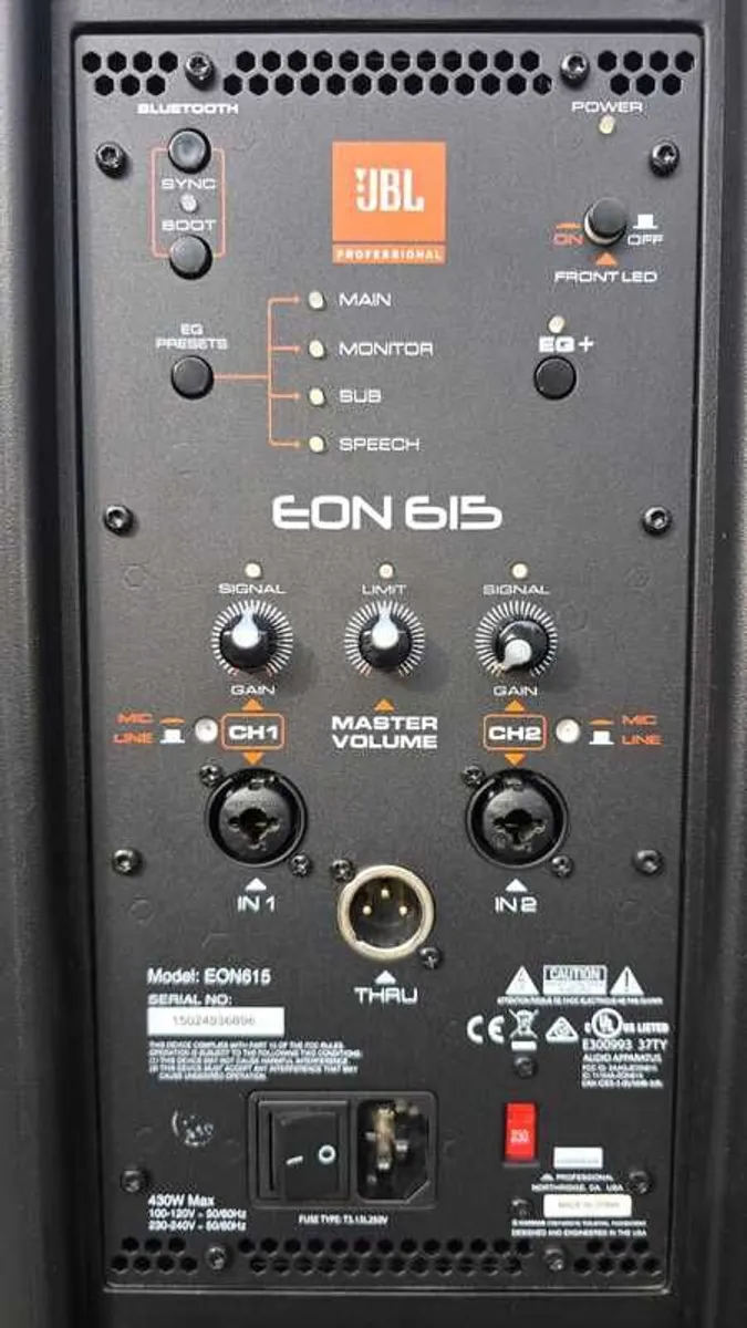 JBL EON 615 Speakers - Pair - Active 15" PA System - With Stands - Excellent Condition - Image 2