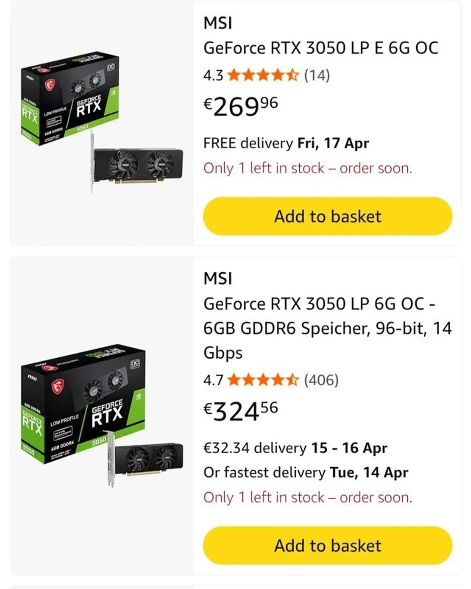 MSI RTX 3050 Low Profile (low profile bracket included) - Image 3