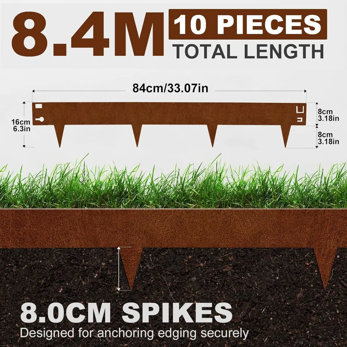 Metal Garden Edging 10 Panels 16cm x 8.4m Total - Image 2
