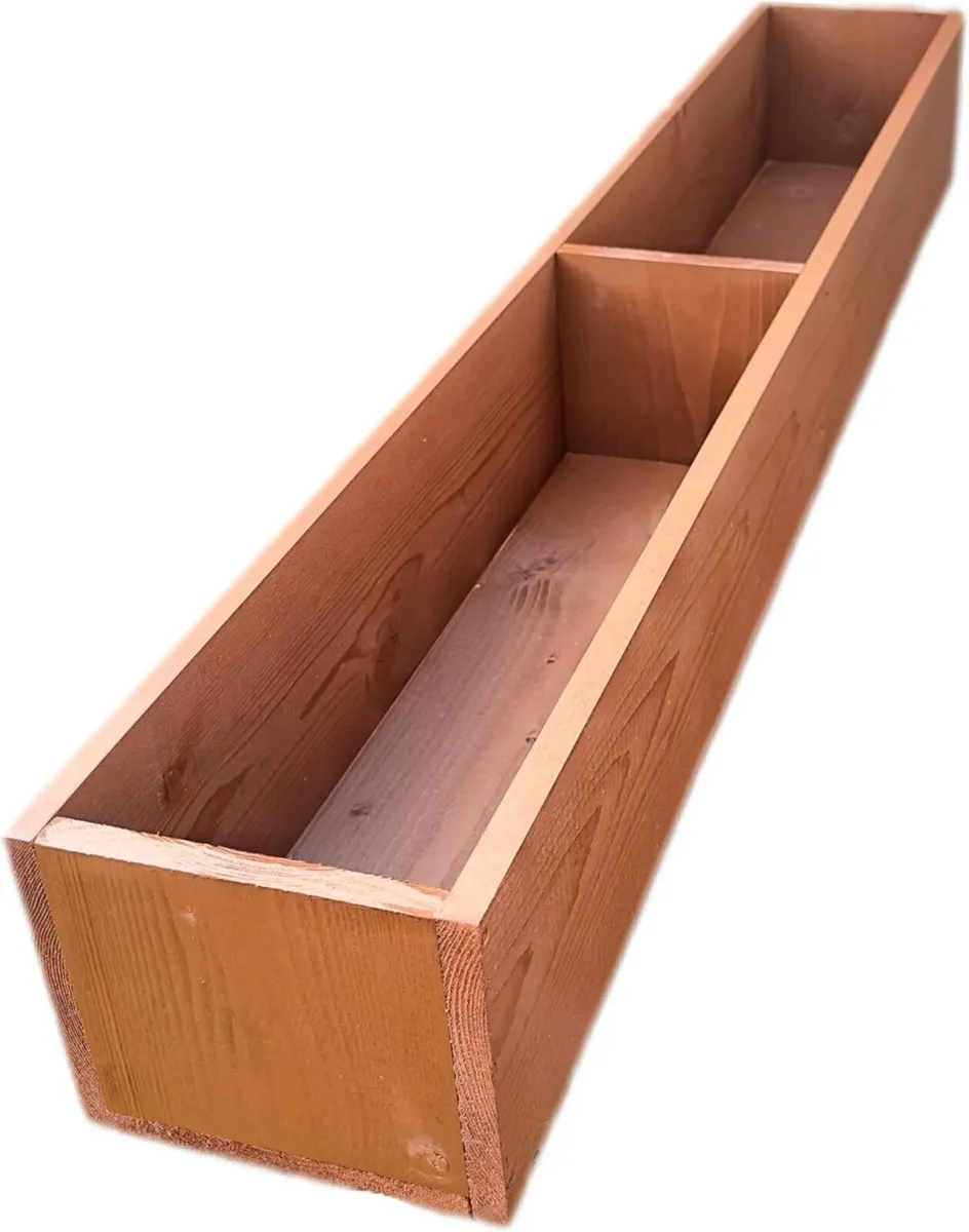 Long Wooden Planter Box Solid Pine Natural Wood - Image 2