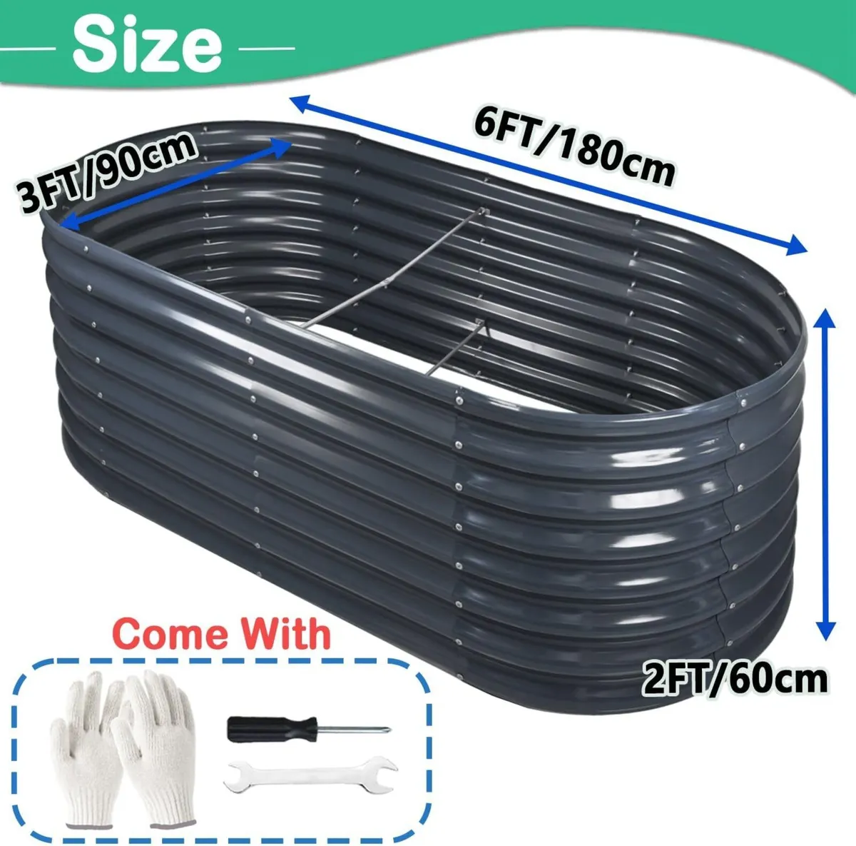 Raised Garden Bed 6x3x2 FT Galvanized Boxes - Image 3