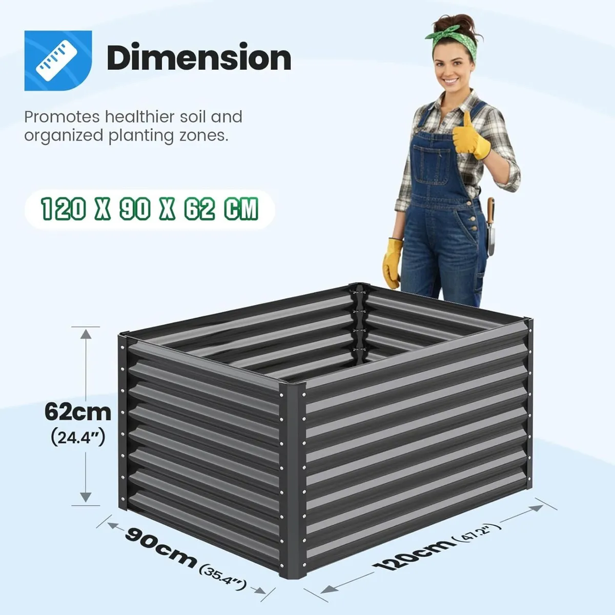 Galvanized Metal Raised Garden Bed Bottomless - Image 3