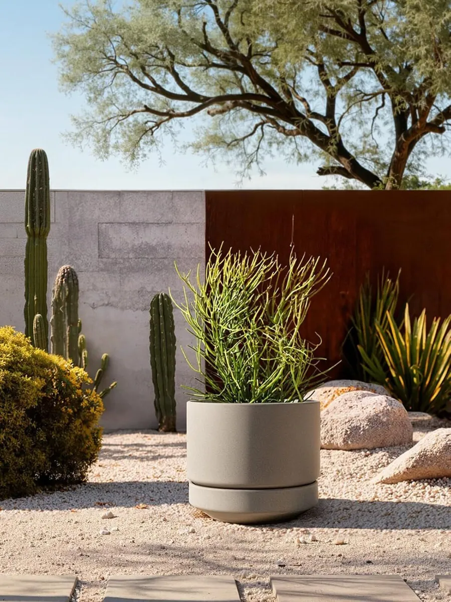 Large 35 cm Plant Pot with Saucer Ceramic Outdoor - Image 2