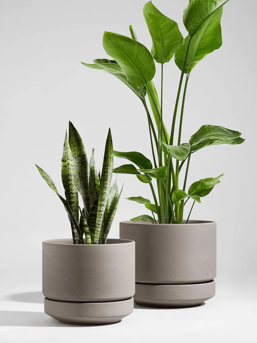 Large 35 cm Plant Pot with Saucer Ceramic Outdoor - Image 4