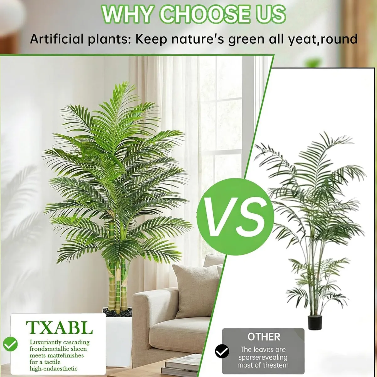 Golden Cane Artificial Palm Tree Indoor 7FT - Image 4