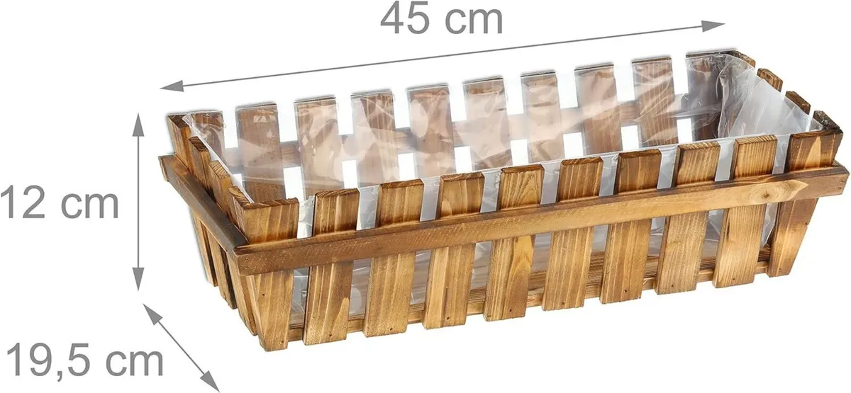 3 Flower Boxes Natural Untreated Wood Slatted - Image 3