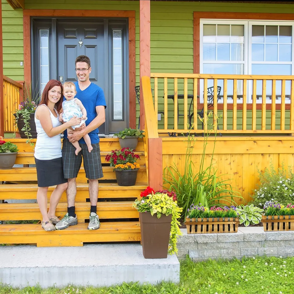 3 Flower Boxes Natural Untreated Wood Slatted - Image 4