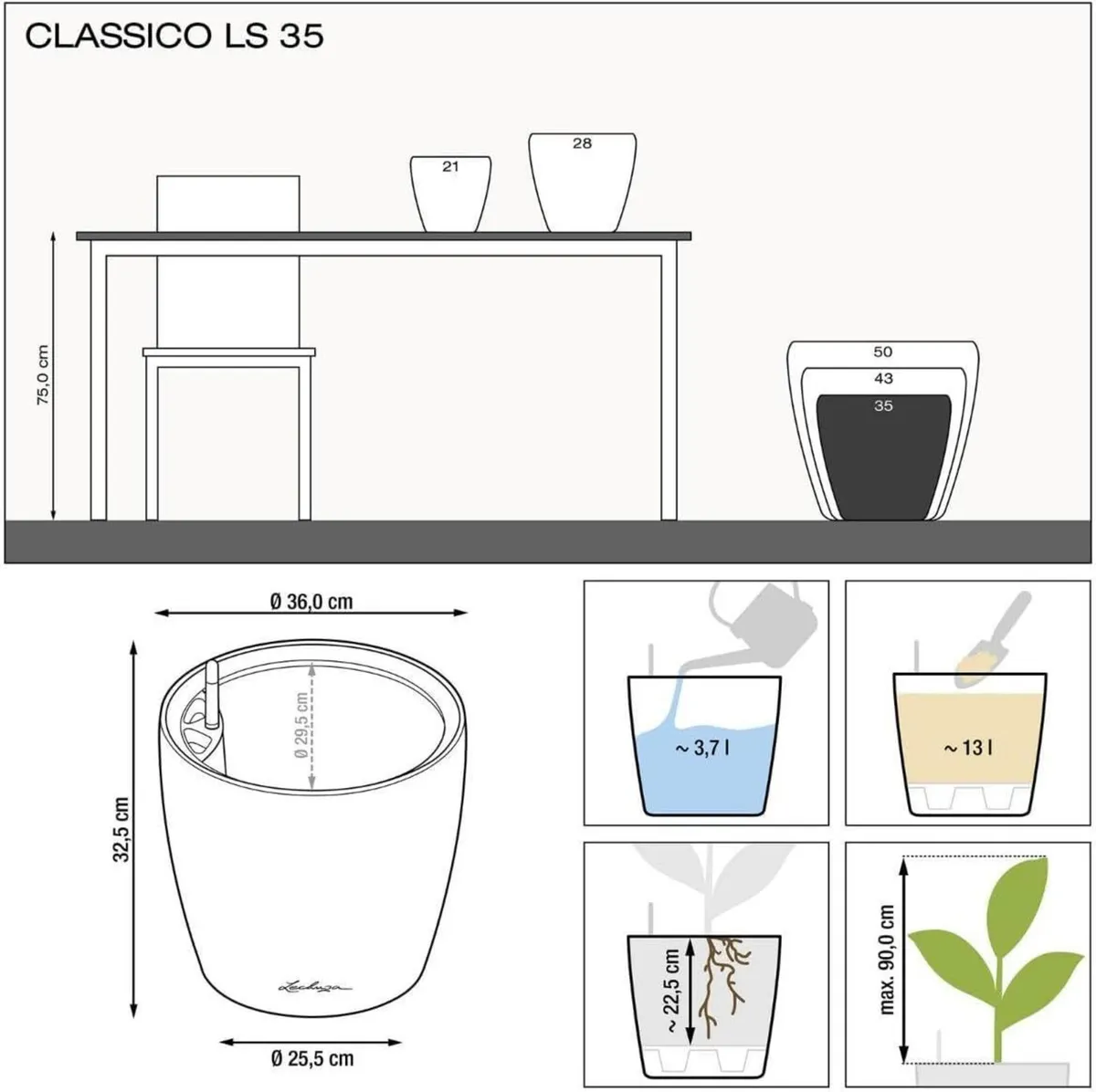 Self Watering Plant Pot CLASSICO 35 LS Garden - Image 2