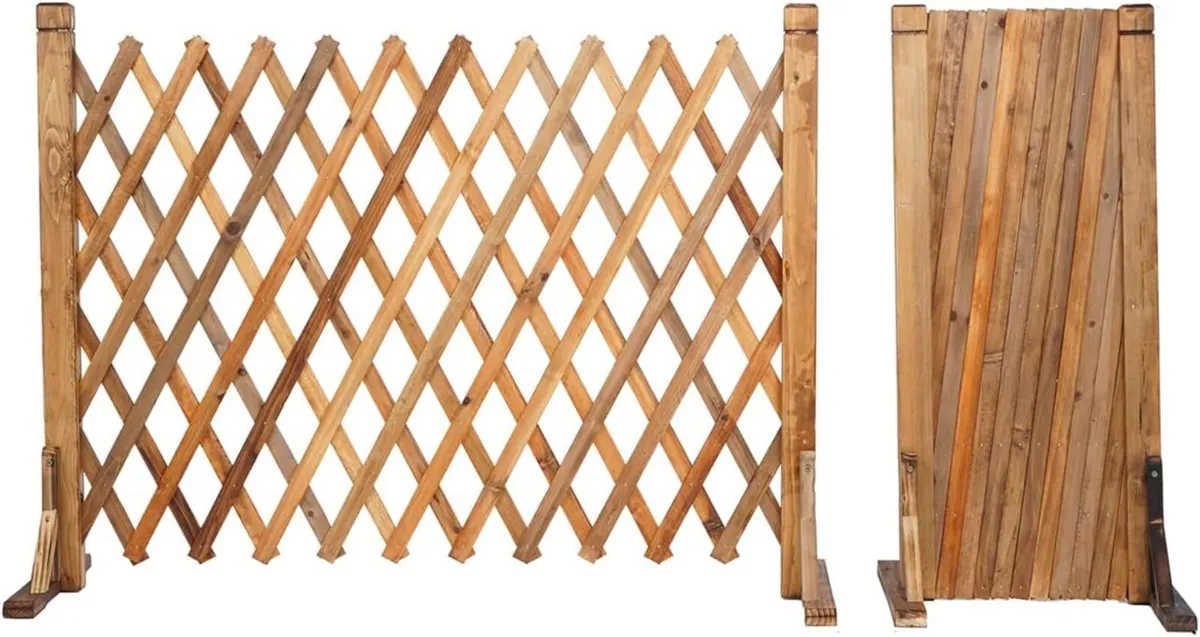 2Pack Expanding Trellis Fence Panels Garden Wood - Image 1