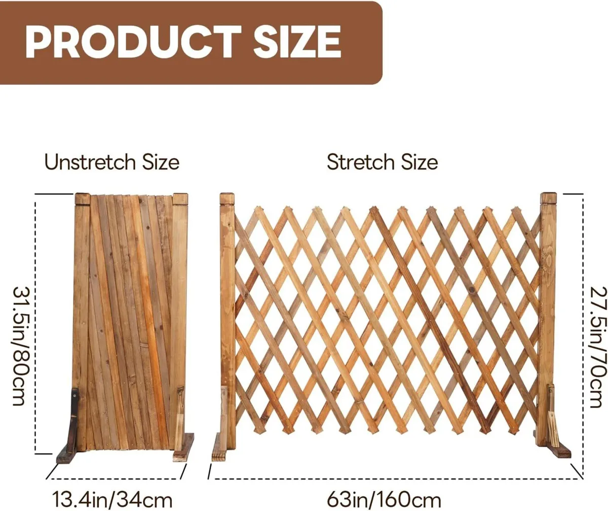 2Pack Expanding Trellis Fence Panels Garden Wood - Image 3