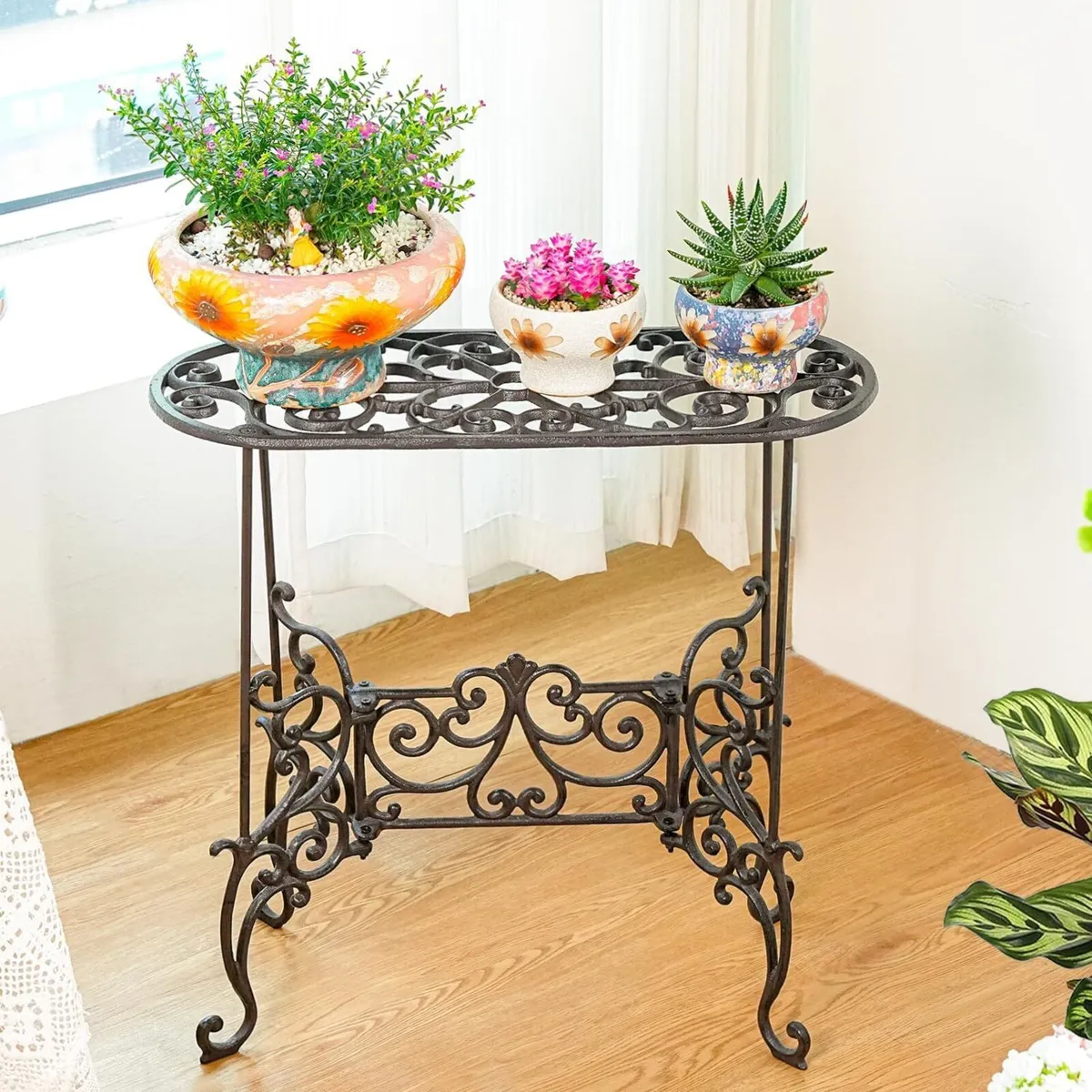 Heavy Duty Cast Iron Potted Plant Stand Garden - Image 2