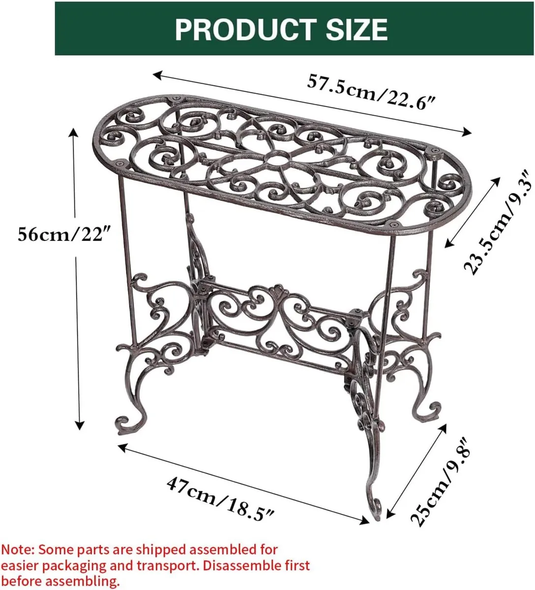 Heavy Duty Cast Iron Potted Plant Stand Garden - Image 3