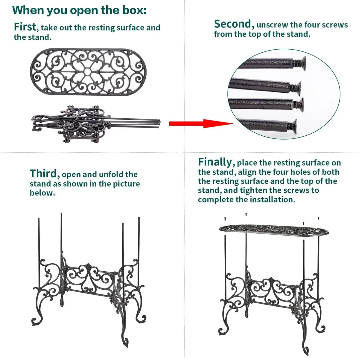 Heavy Duty Cast Iron Potted Plant Stand Garden - Image 4