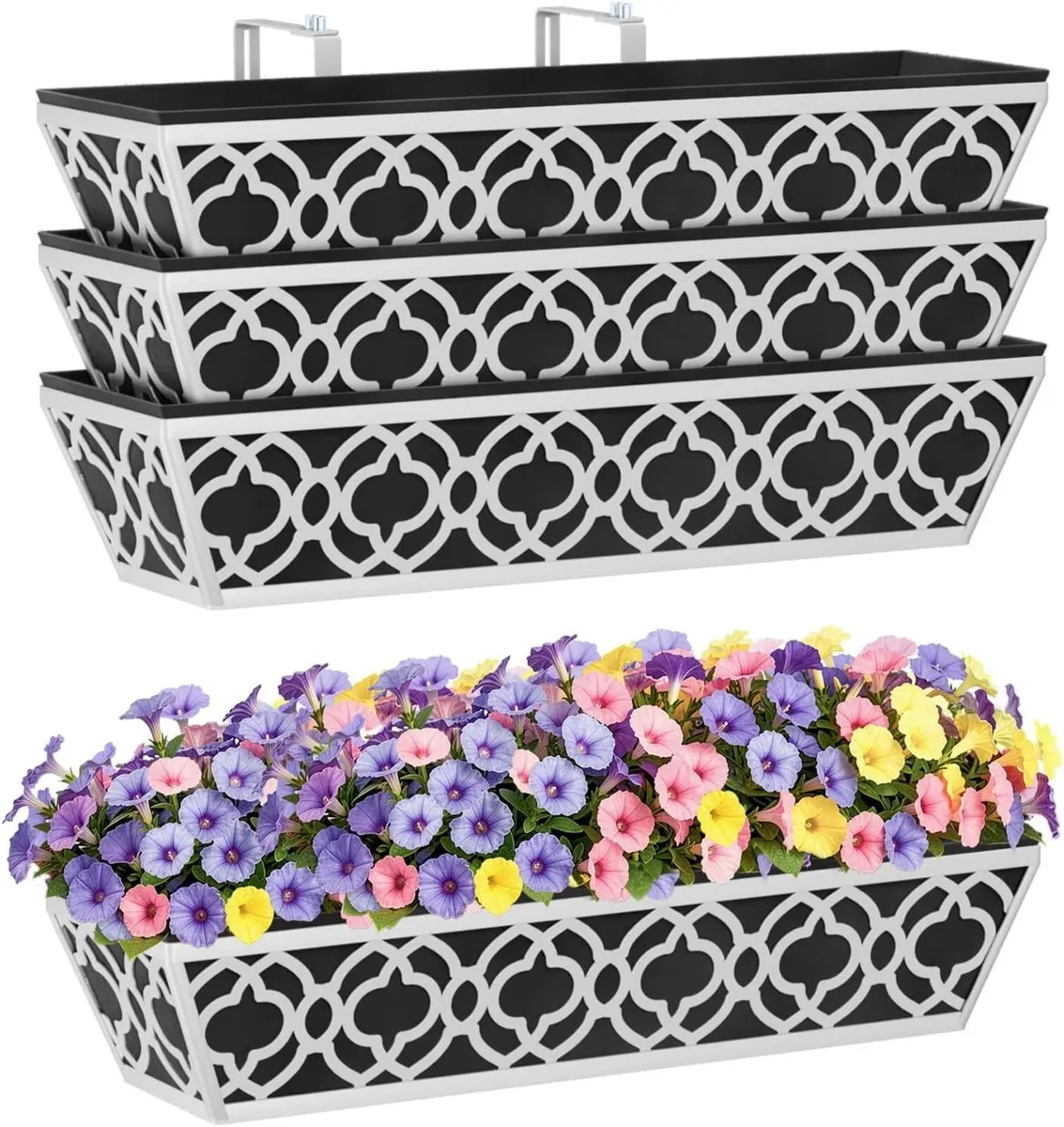 4Pcs 60.9cm/24in Metal Window Box Outdoor Hanging - Image 1