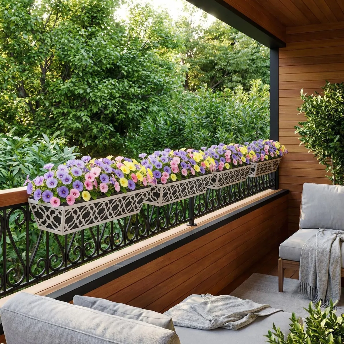 4Pcs 60.9cm/24in Metal Window Box Outdoor Hanging - Image 2