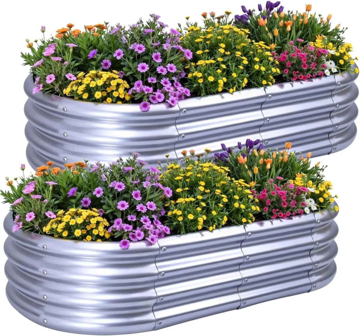 2Pcs Raised Garden Bed 4x2x1 FT Galvanized Boxes - Image 1