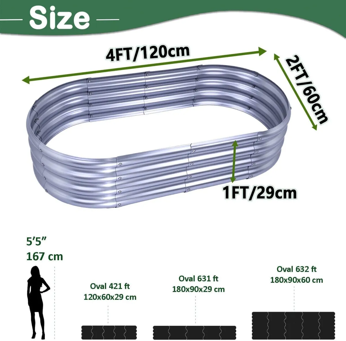 2Pcs Raised Garden Bed 4x2x1 FT Galvanized Boxes - Image 3