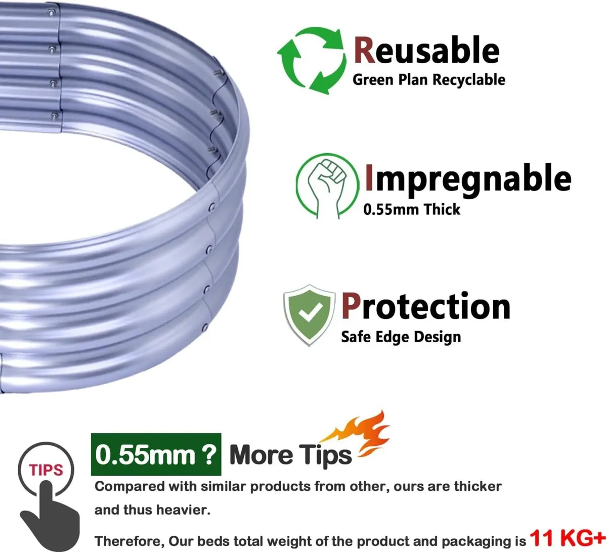 2Pcs Raised Garden Bed 4x2x1 FT Galvanized Boxes - Image 4