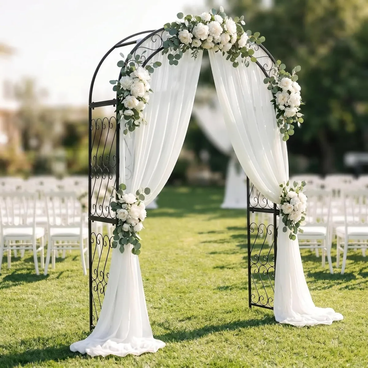 48.8 W x 83.8 H Arch Black Sturdy Metal Iron - Image 3