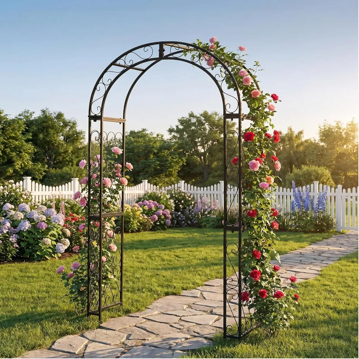 48.8 W x 83.8 H Arch Black Sturdy Metal Iron - Image 1