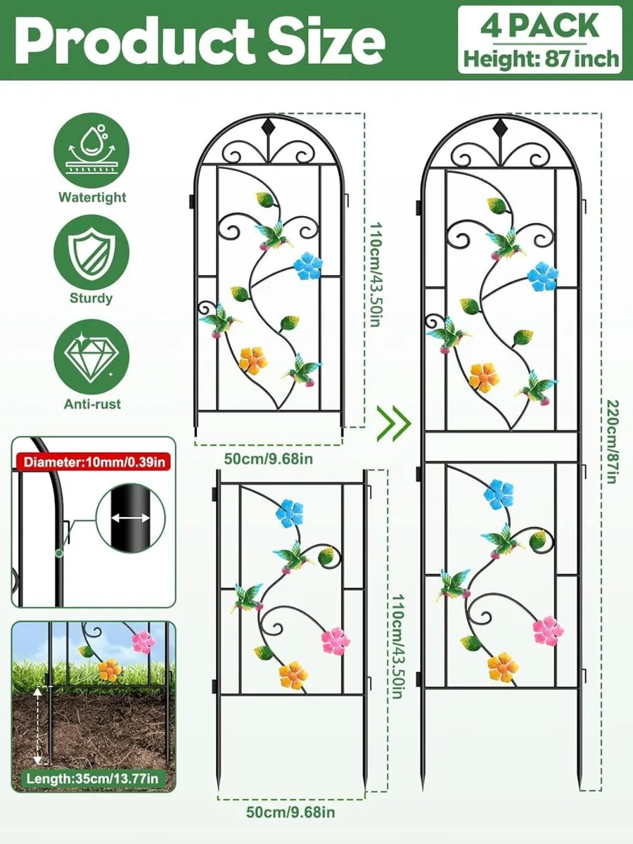 2.2 M Garden Trellis for Climbing Plants 4 Pack - Image 2
