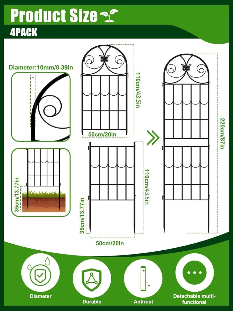 2.2 M Garden Trellis for Climbing Plants 4 Pack - Image 3
