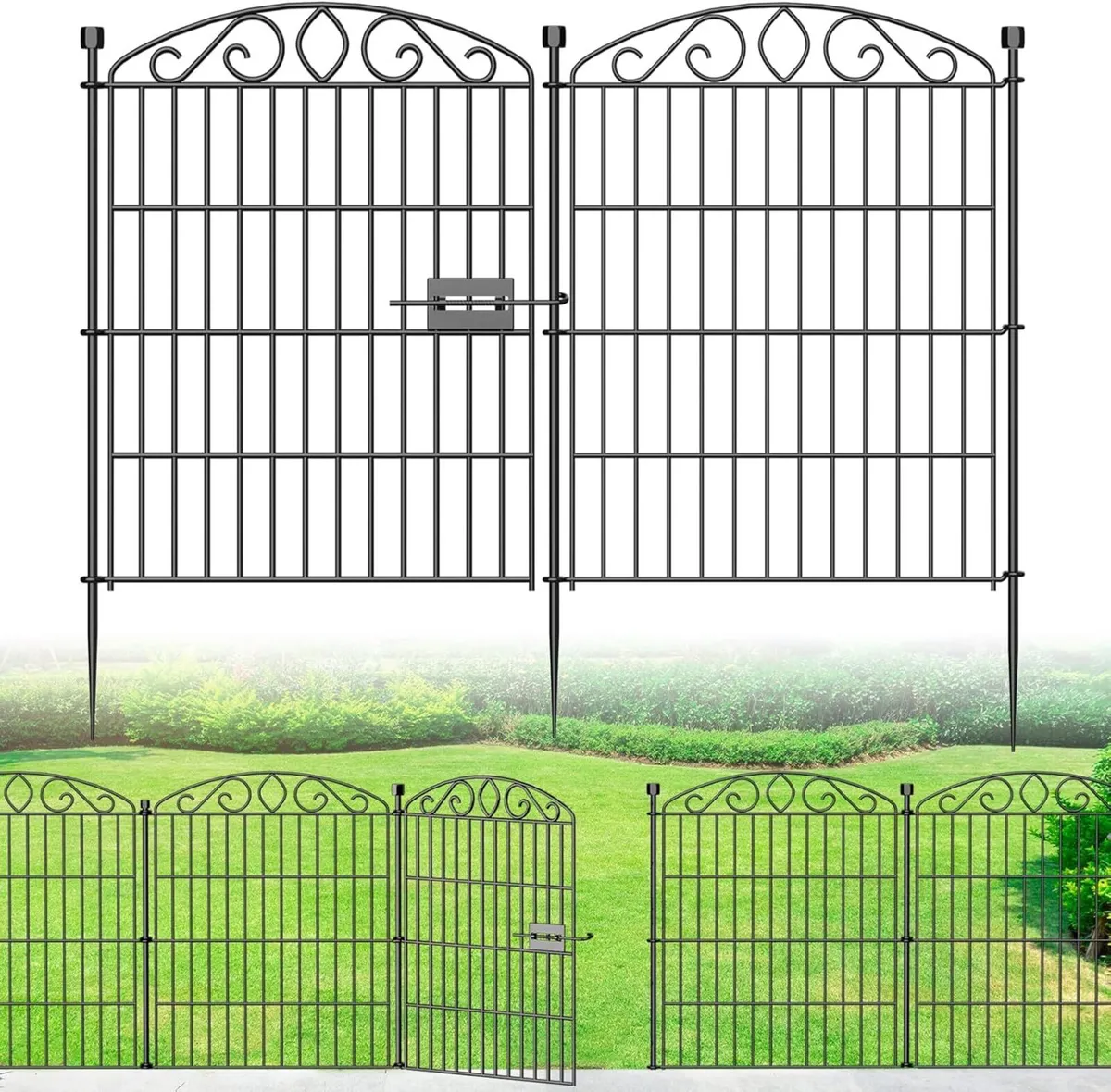 Garden Fence 12 Panel with Gate - 76.2cm H x 7.2 - Image 1