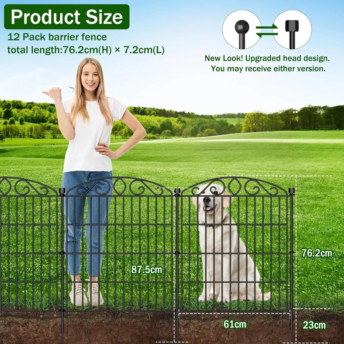 Garden Fence 12 Panel with Gate - 76.2cm H x 7.2 - Image 2