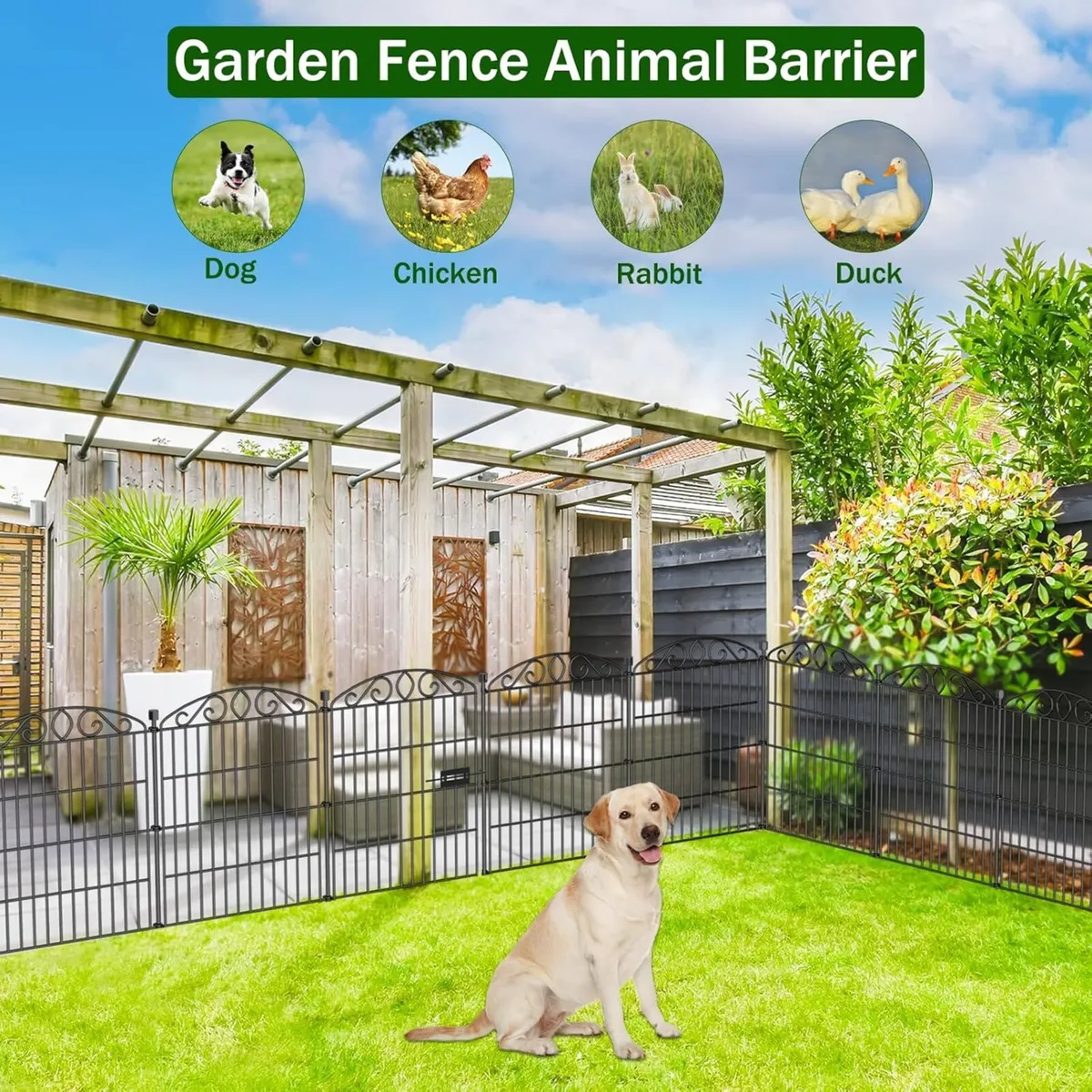 Garden Fence 12 Panel with Gate - 76.2cm H x 7.2 - Image 4