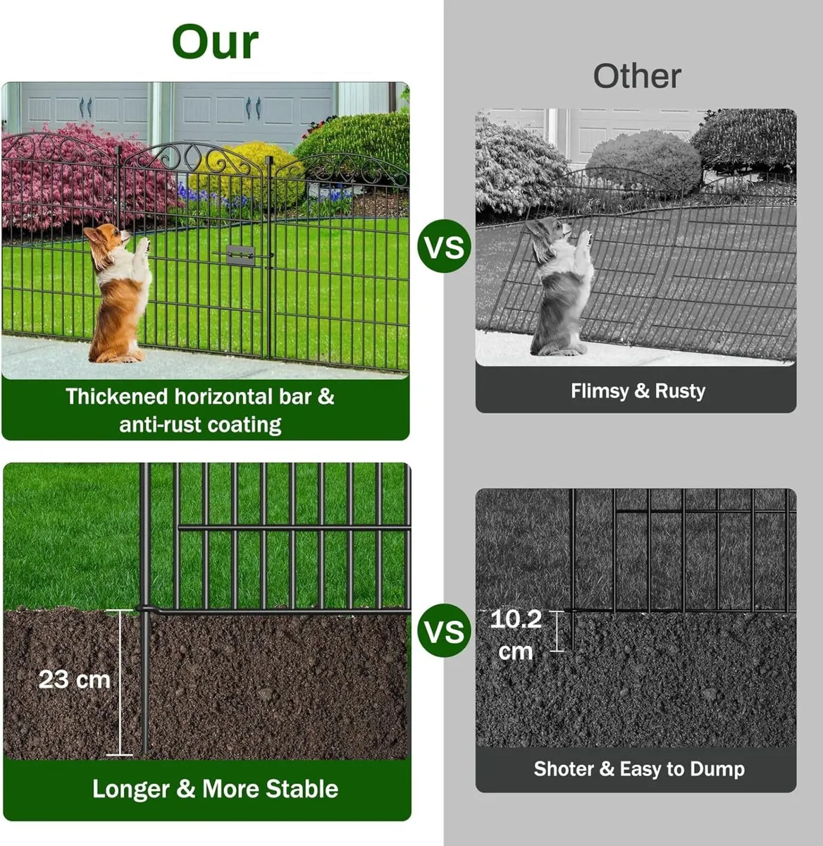 Garden Fence 12 Panel with Gate - 76.2cm H x 7.2 - Image 3