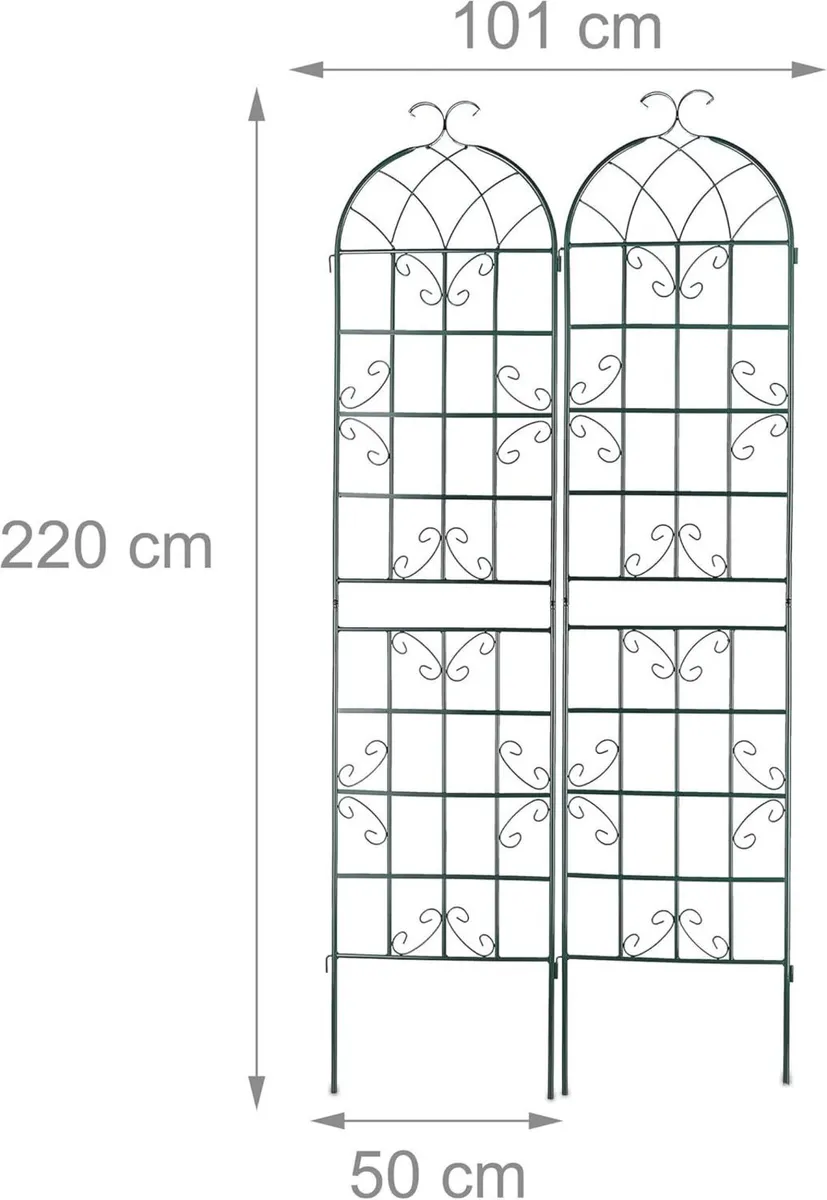 Garden Trellis Set of 2 220 x 50 cm Metal Support - Image 3