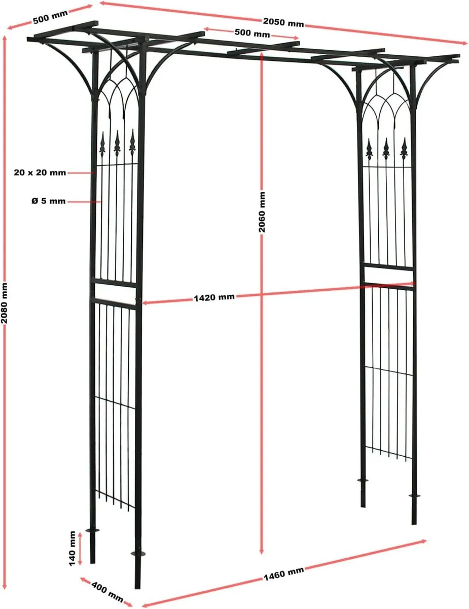 Trellis Arched Espalier for Roses 205x50x208cm - Image 3