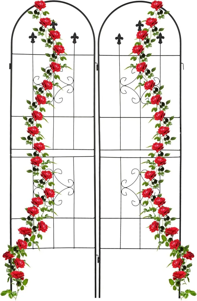 Garden Trellis Set of 2 180 x 50 cm Metal Support - Image 1