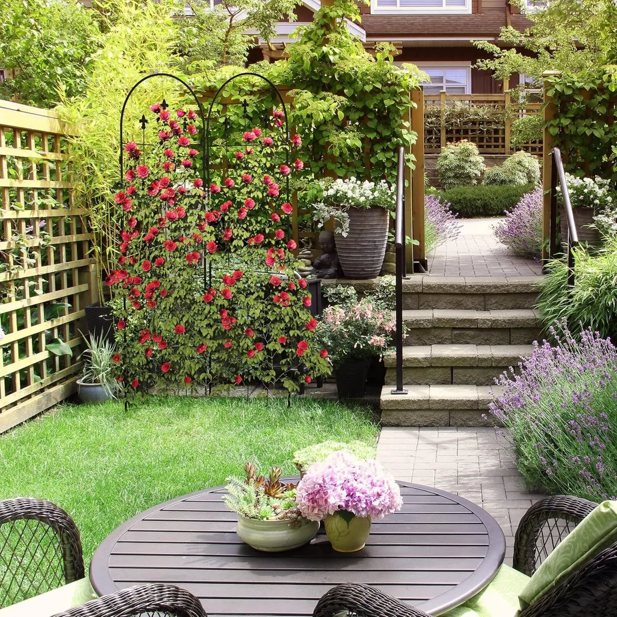 Garden Trellis Set of 2 180 x 50 cm Metal Support - Image 2