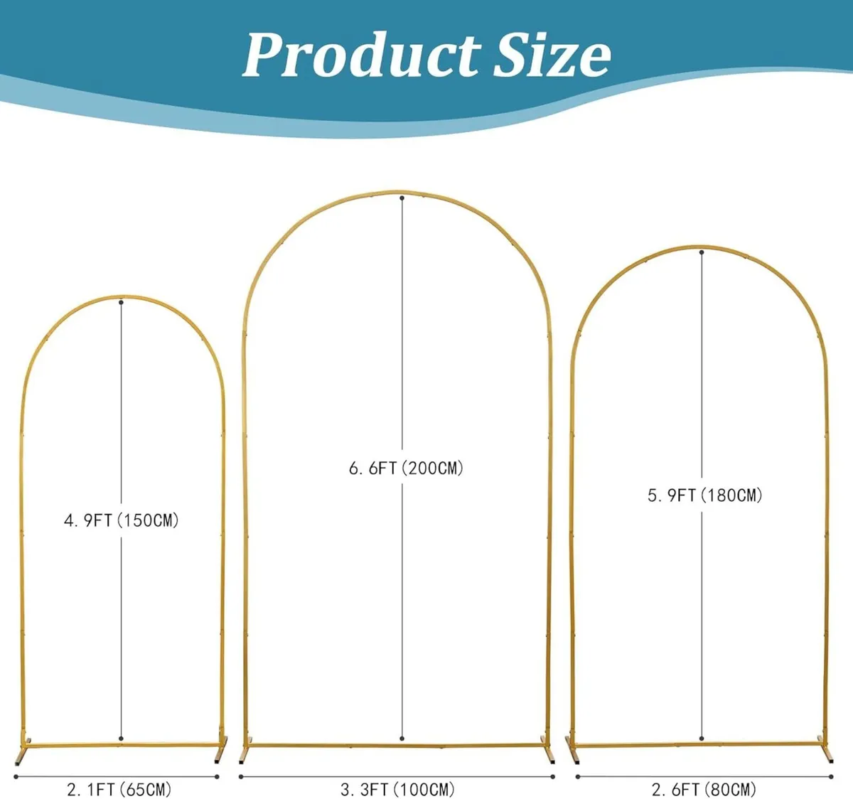 Metal Arch Backdrop Stand Set of 3 6.6/5.9/4.9Ft - Image 3
