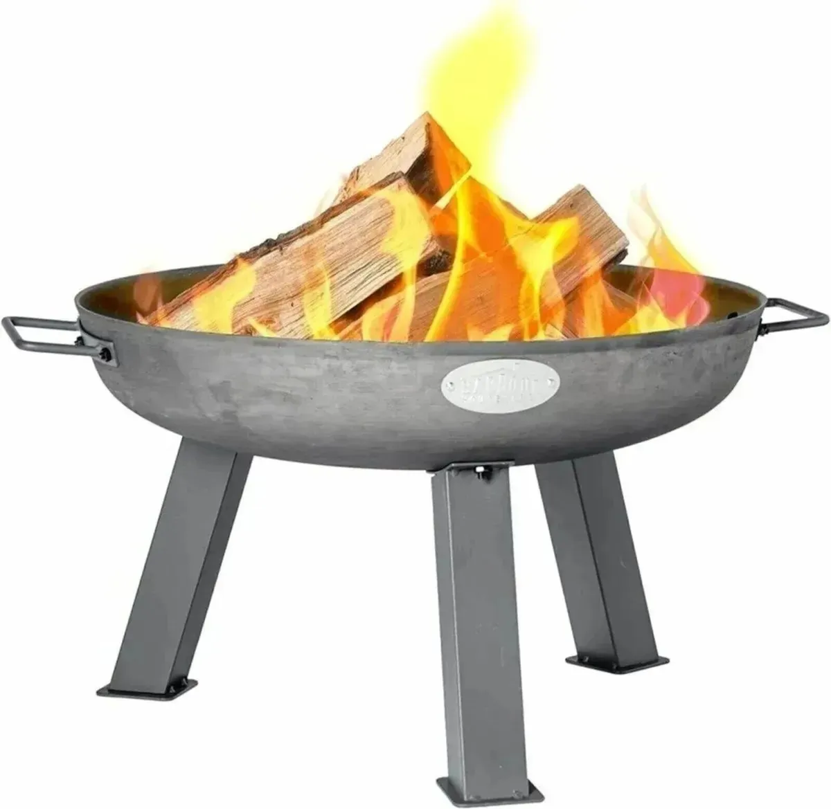 Fire Pit Burner Outdoor Raw Iron Handles Steel - Image 2