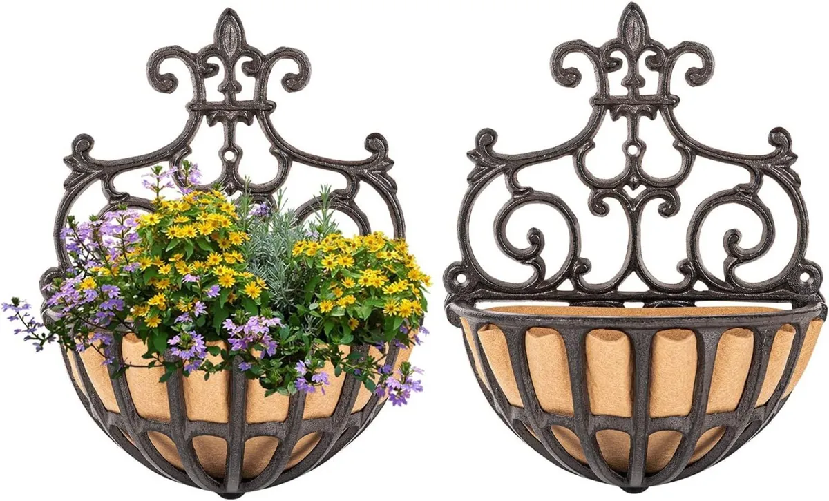 2 Pack Wall Hanging Planter Basket with Fabric - Image 1