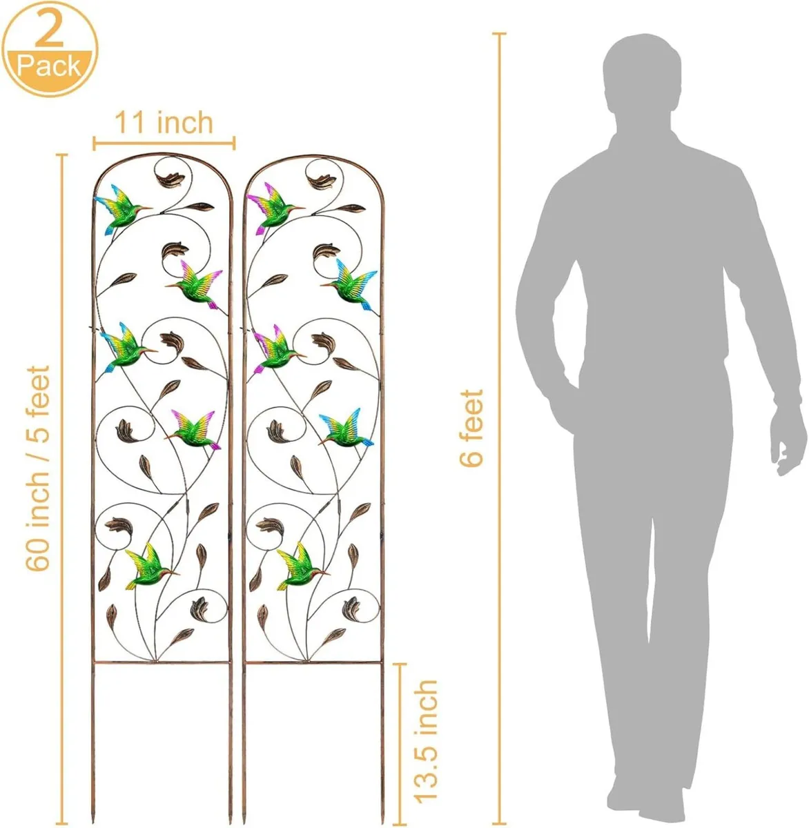2 Pack Metal Garden Trellis with Colorful - Image 2