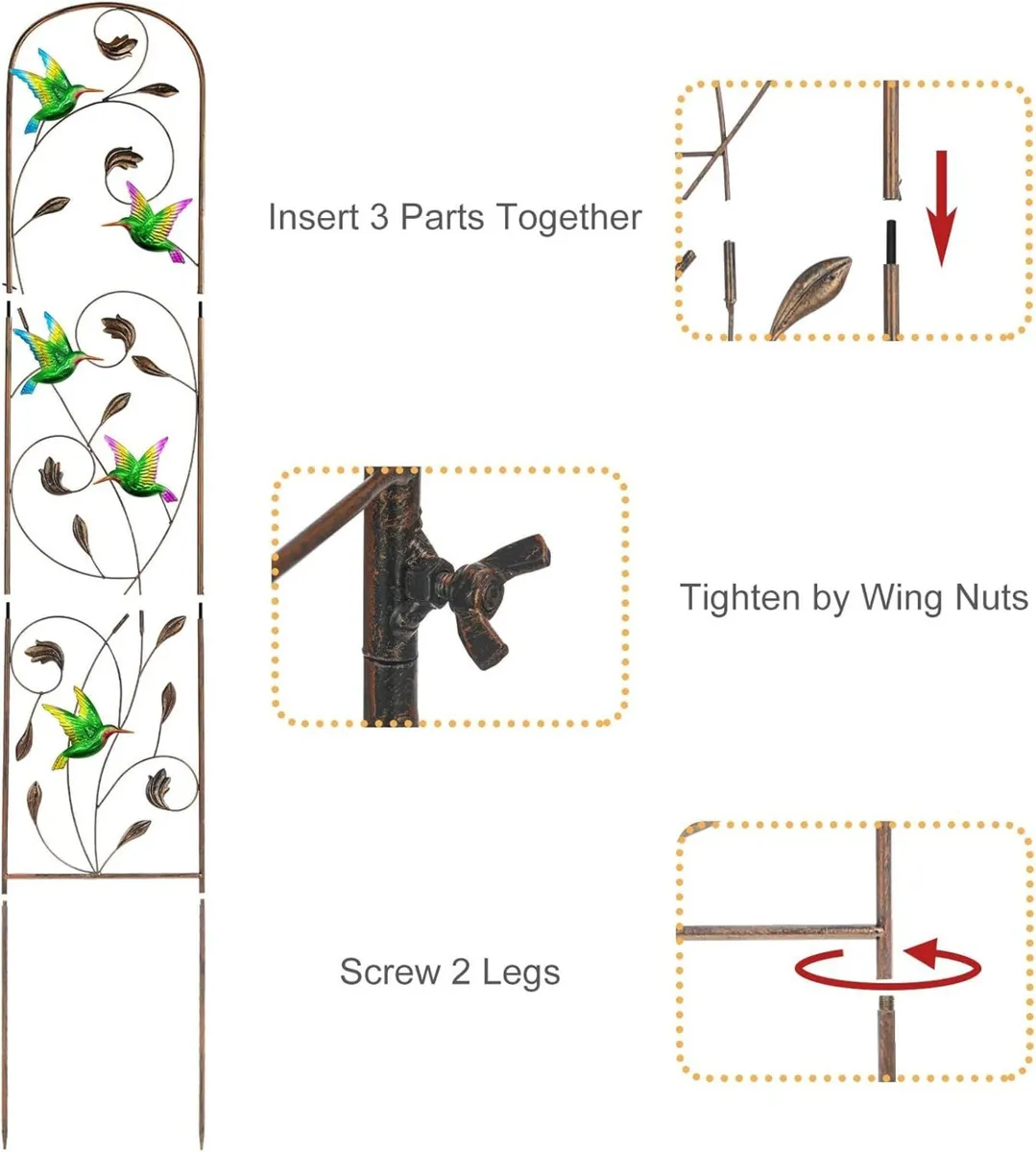 2 Pack Metal Garden Trellis with Colorful - Image 4