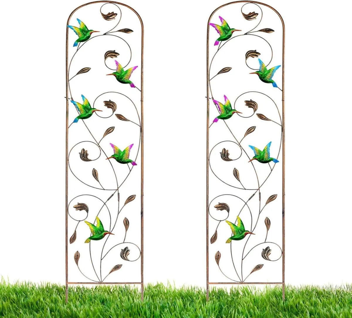 2 Pack Metal Garden Trellis with Colorful - Image 1