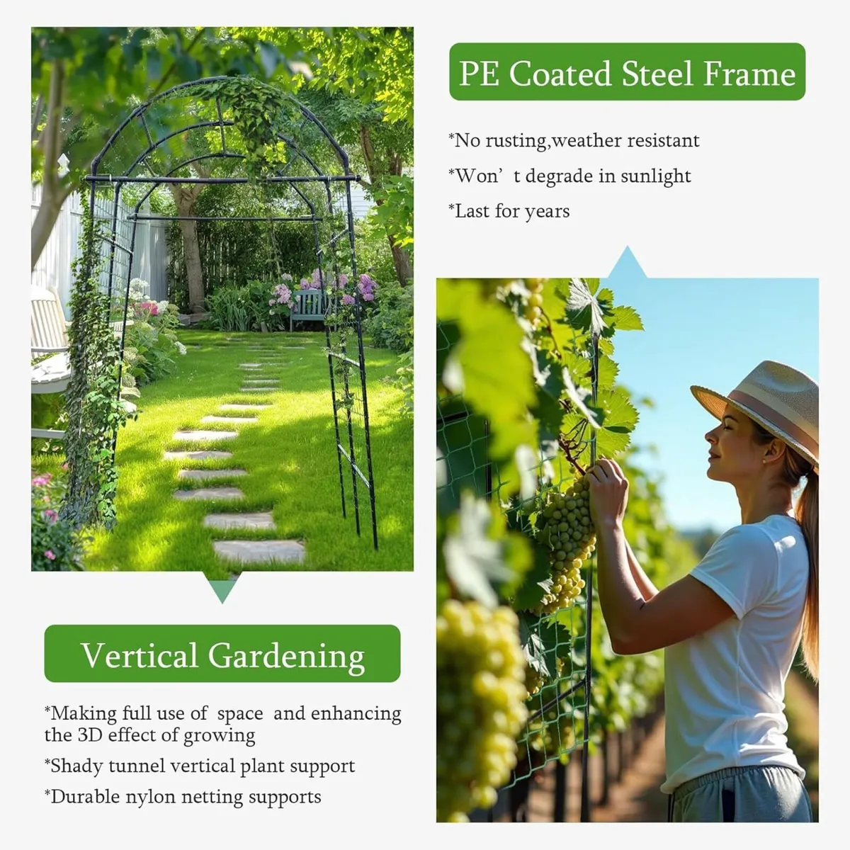 Garden Arch Trellis for Climbing Plants 7.8 ft - Image 4