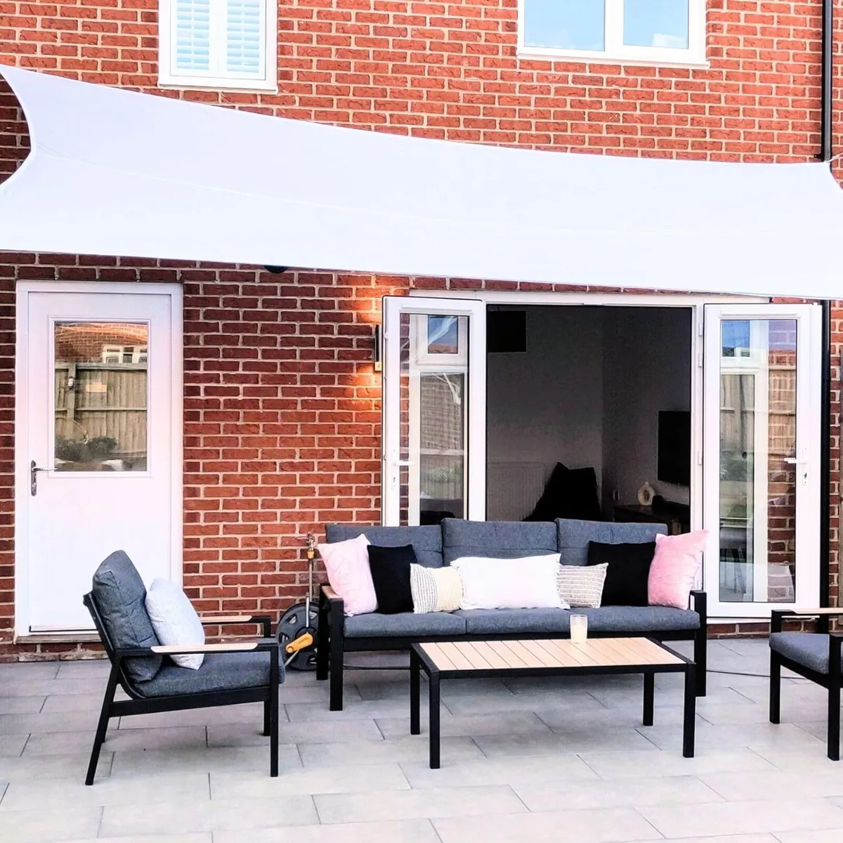 White Rectangle 4x5m Sun Shade Sail Conservatory - Image 1