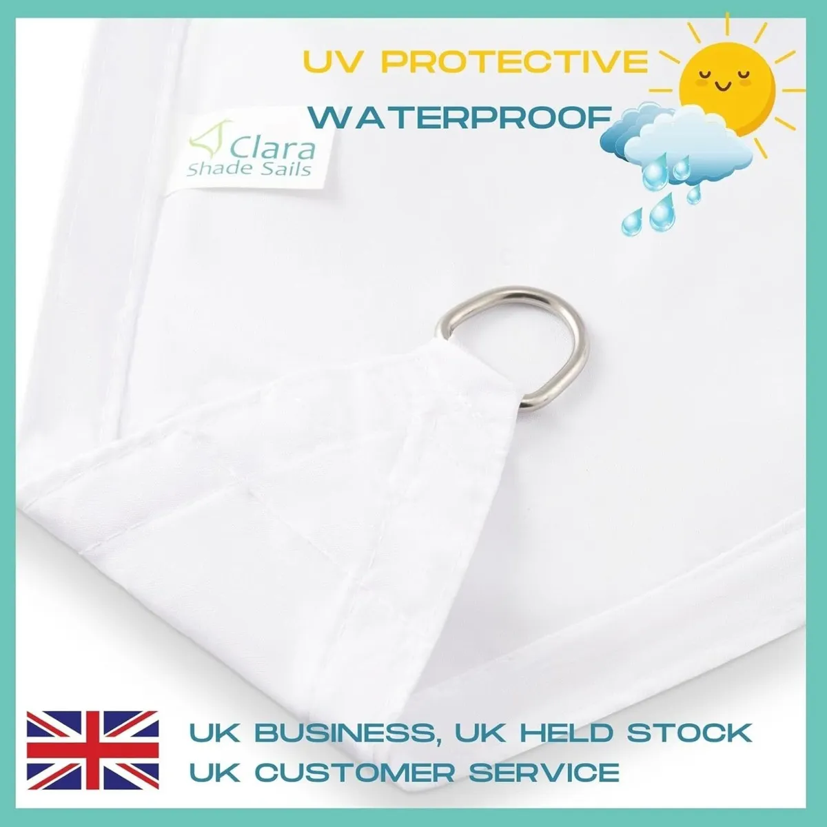 White Rectangle 4x5m Sun Shade Sail Conservatory - Image 3
