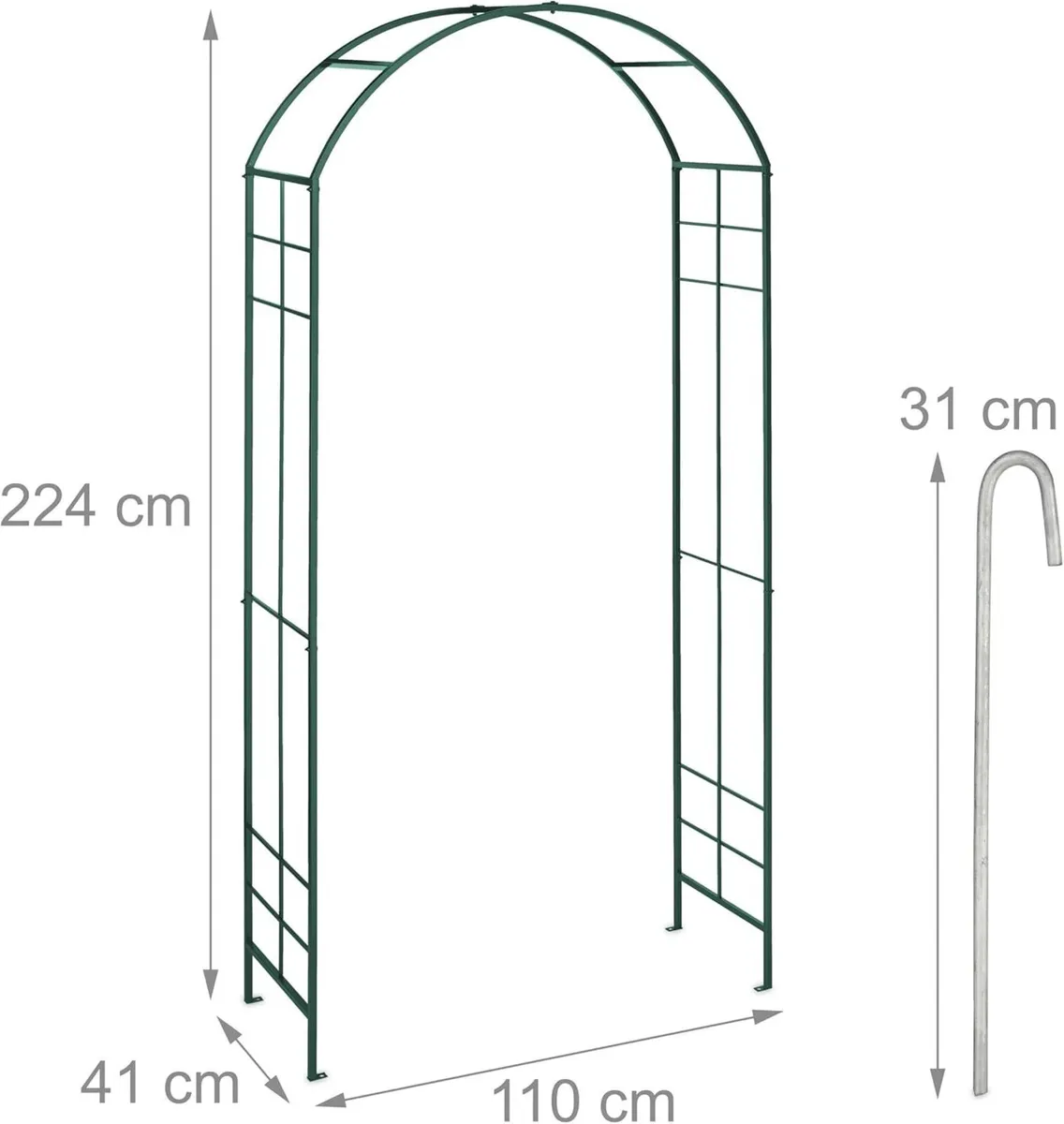 Metal Rose Arch Garden Arbour HxWxD: 224 x 110 41 - Image 3