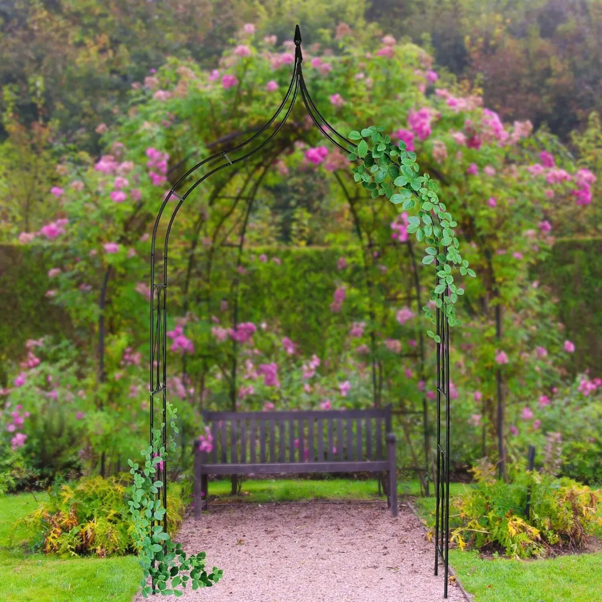 Metal Rose Arch Garden Arbour HxWxD: 270 x 145 37 - Image 2
