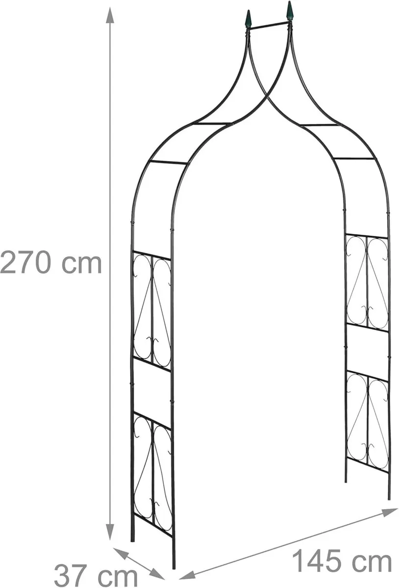 Metal Rose Arch Garden Arbour HxWxD: 270 x 145 37 - Image 3