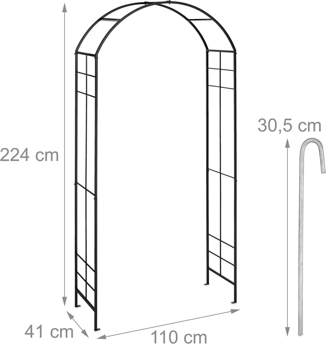 Metal Rose Arch Garden Arbour HxWxD: 224 x 110 41 - Image 3