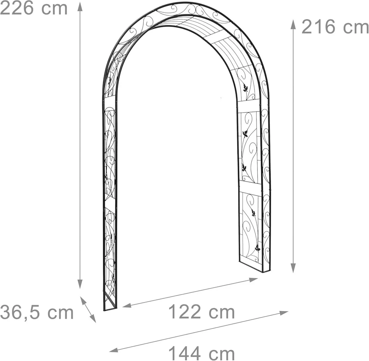 Rose Arch with Leaf Pattern 226 x 144 36.5 cm - Image 3