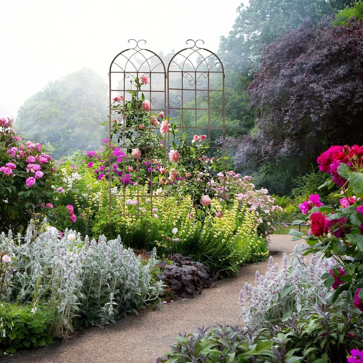 Garden Trellis Set of 2 220 x 52 cm Metal Support - Image 2