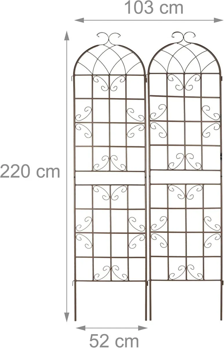 Garden Trellis Set of 2 220 x 52 cm Metal Support - Image 3